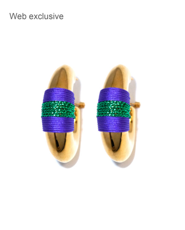 Valerie Cord paarse creolen met groen van Juli Dans Jewels