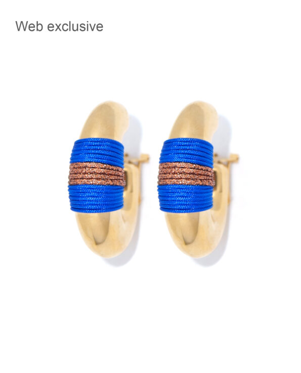 Valerie Cord blauwe creolen met brons van Juli Dans Jewels