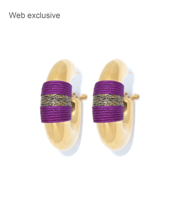 Valerie Cord paarse creolen met brons van Juli Dans Jewels