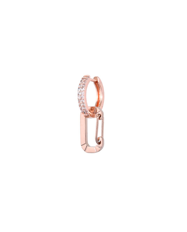 Rosé gouden mini Bonne oorbel van Juli Dans Jewels met 1 ring die is ingelegd met steentjes