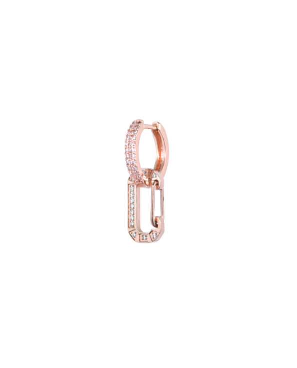 Mini Bonne rosé gouden oorbel van Juli Dans Jewels ingelegd met steentjes