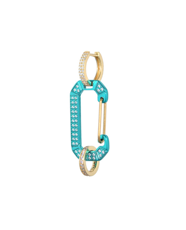 Bonne Turquoise oorbel met witte steentjes van Juli Dans Jewels