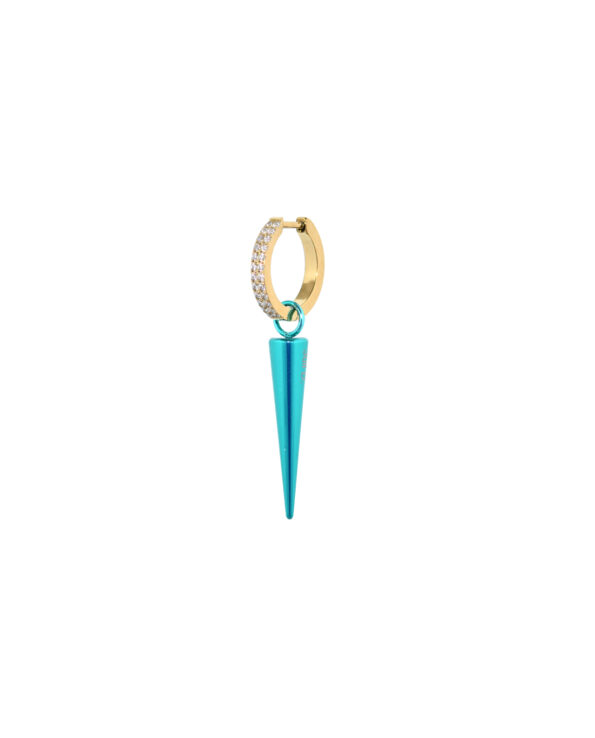 Turquoise korte oorbel met een ingelegde ring van Juli Dans Jewels