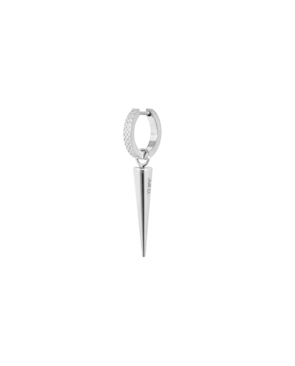 Zilveren korte oorbel met een ingelegde ring van Juli Dans Jewels