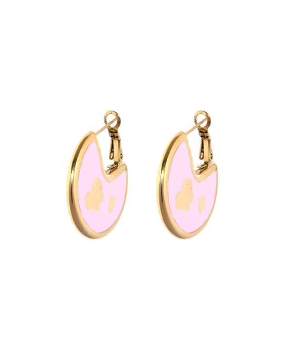Juli Dans Jewels baby roze Olivia oorbellen met een gouden rand