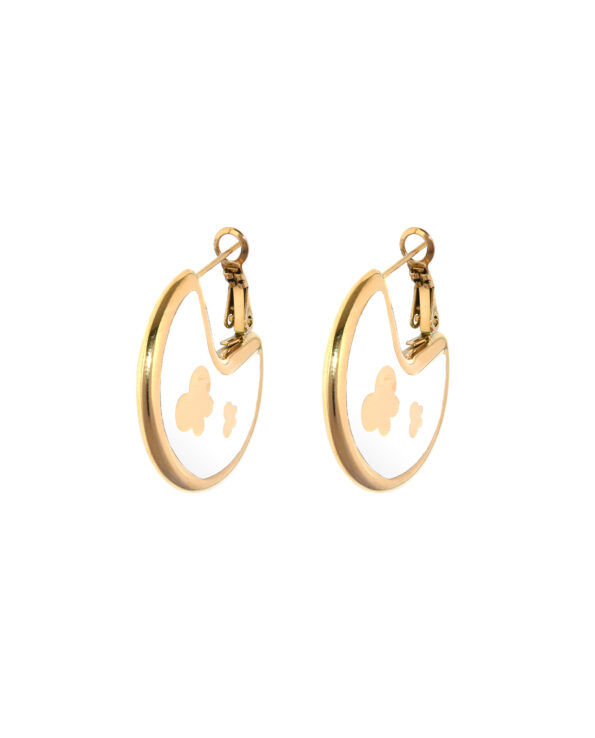 Juli Dans Jewels witte Olivia oorbellen met een gouden rand