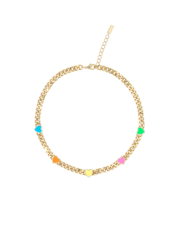 Heart Cuban Link Ketting Multicolor