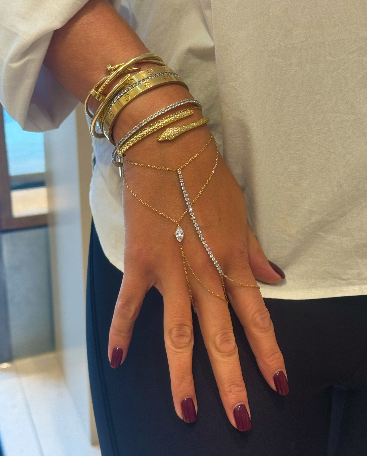 Tennis Handchain Armband Goud - Afbeelding 2