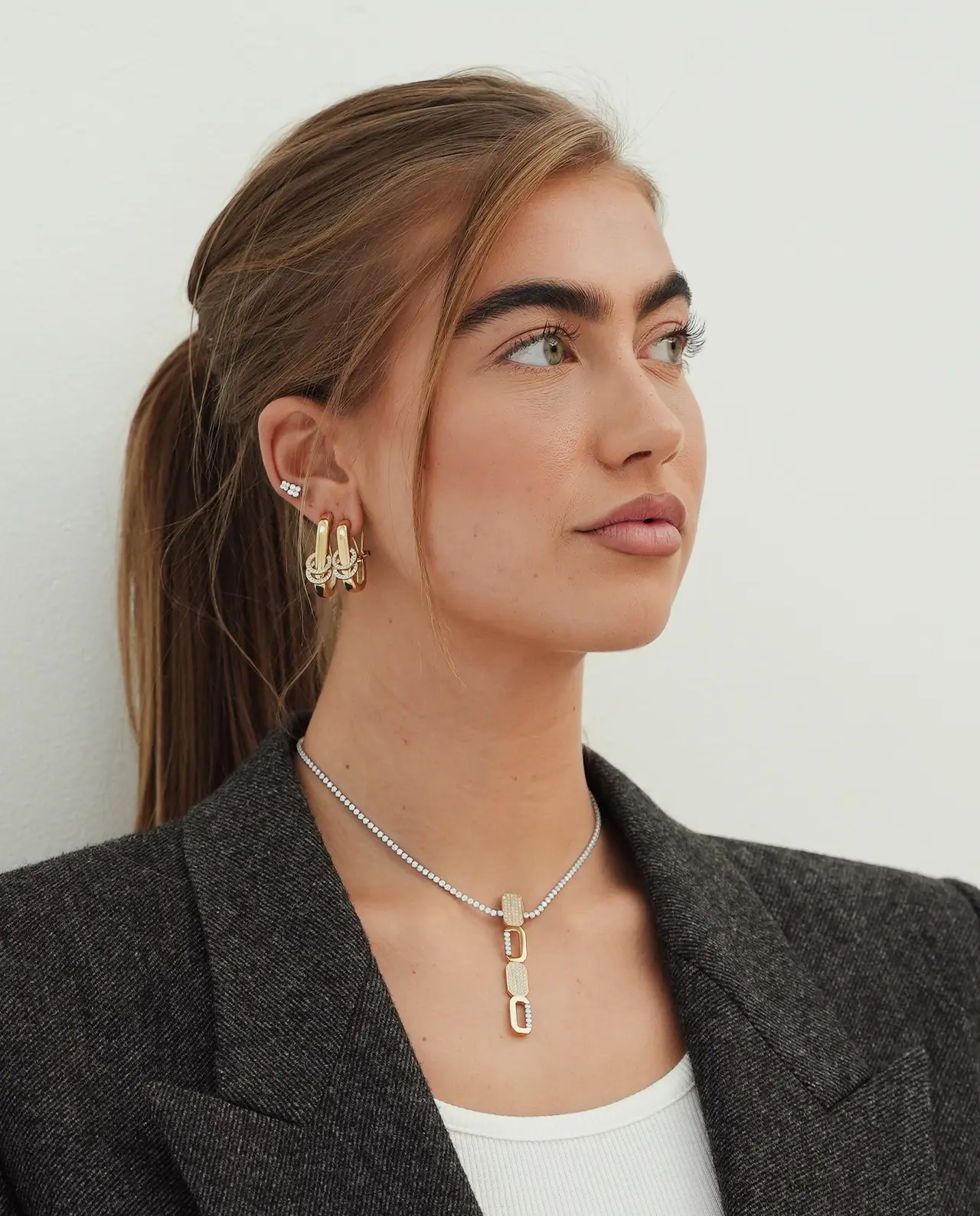 Grote Ivana Gemstone Oorbellen Goud - Afbeelding 3