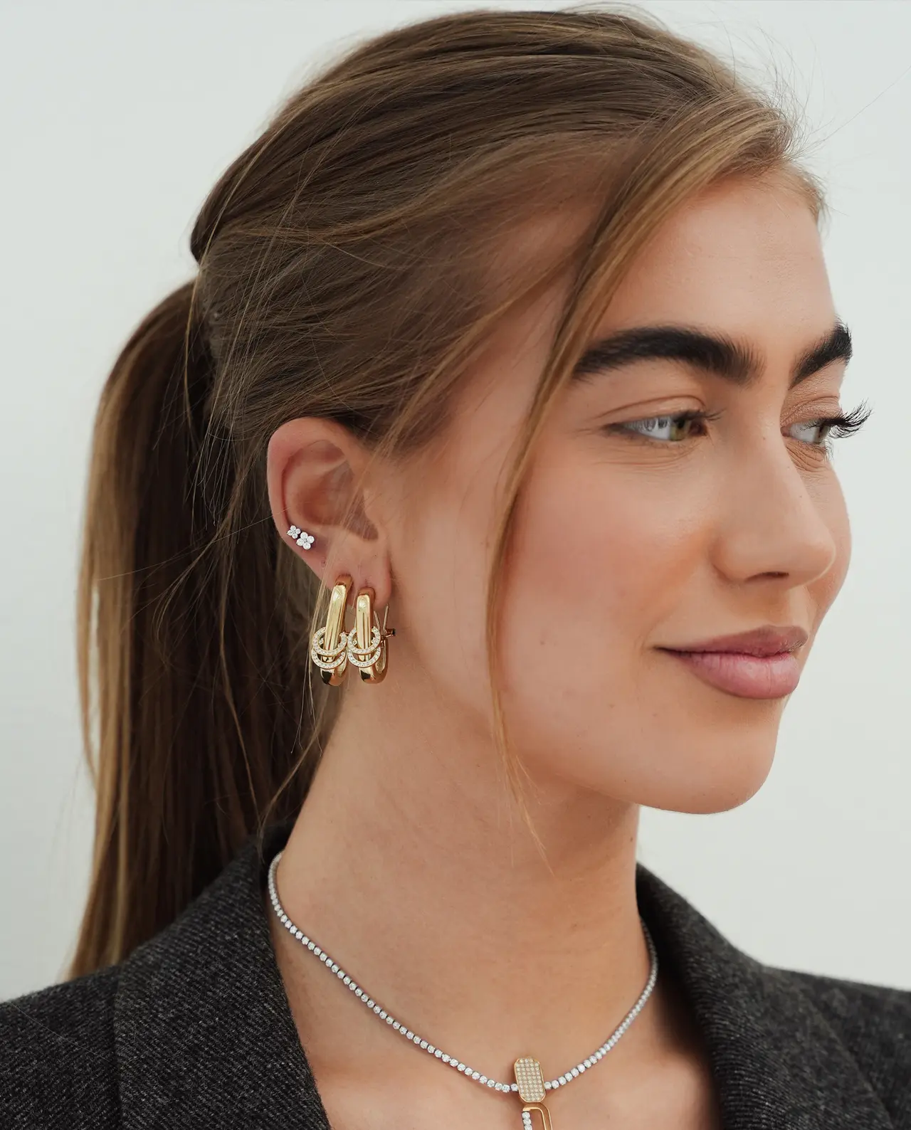 Grote Ivana Gemstone Oorbellen Goud - Afbeelding 4