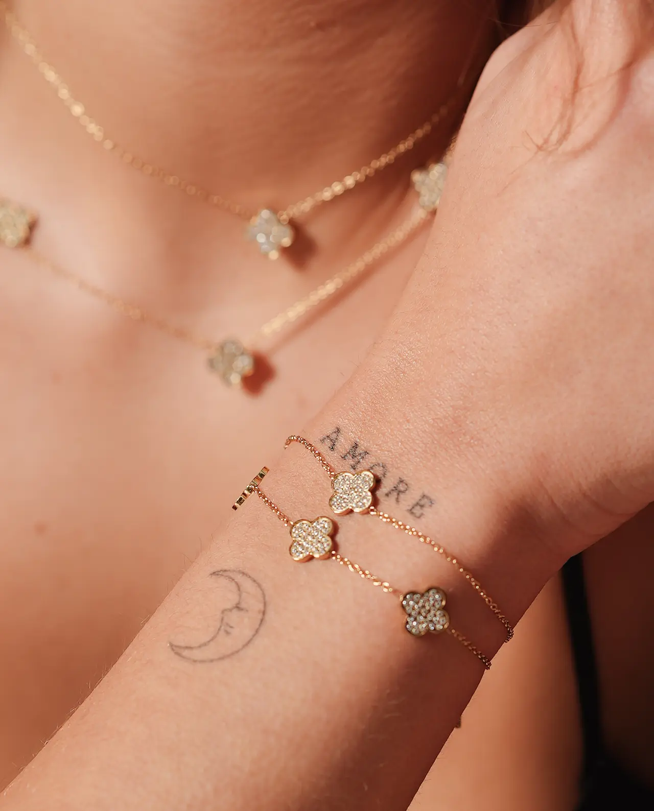 Trèfle Clover Ketting Goud - Afbeelding 7