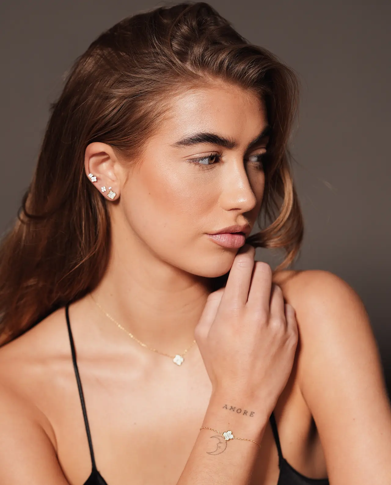 Clover Gemstone Ketting Goud - Afbeelding 2